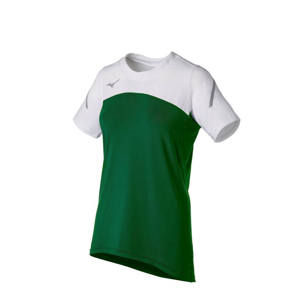 Maglia Mizuno Techno VII Short Sleeve Donna - Verdi/Bianche - 10798-PBQT